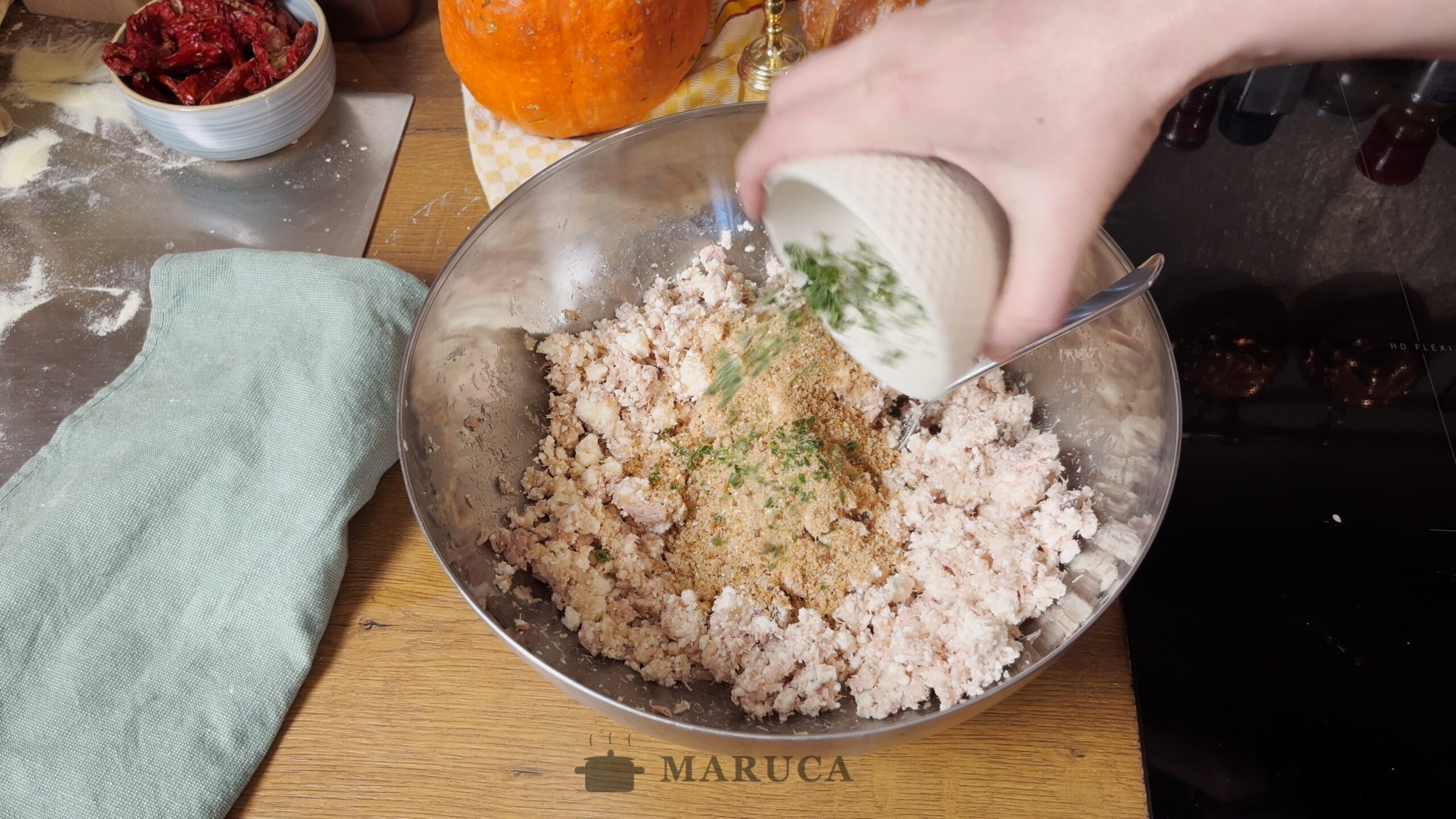 Albóndigas de ricota y atún - mezcla