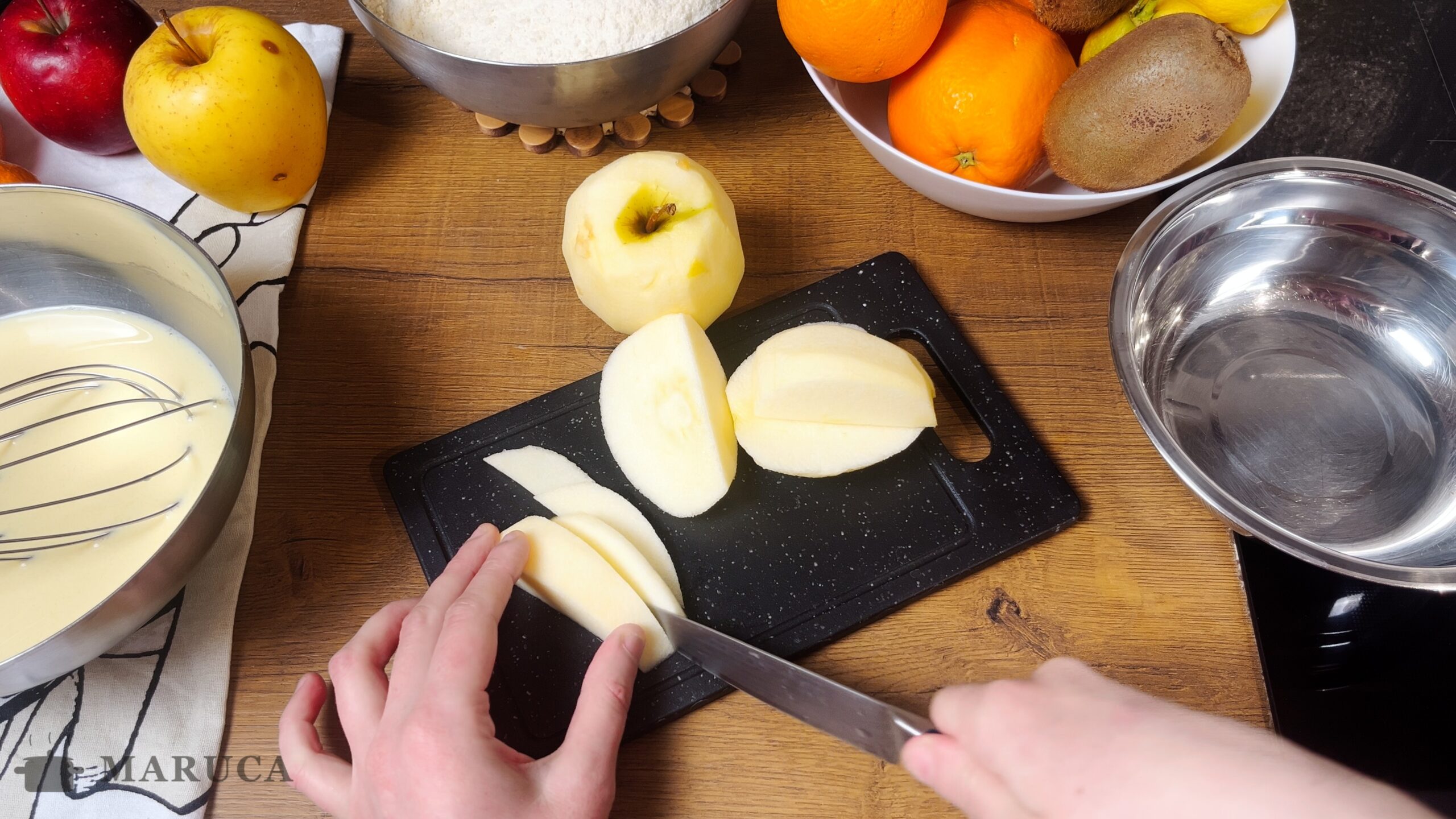 Manzanas cortadas en rodajas