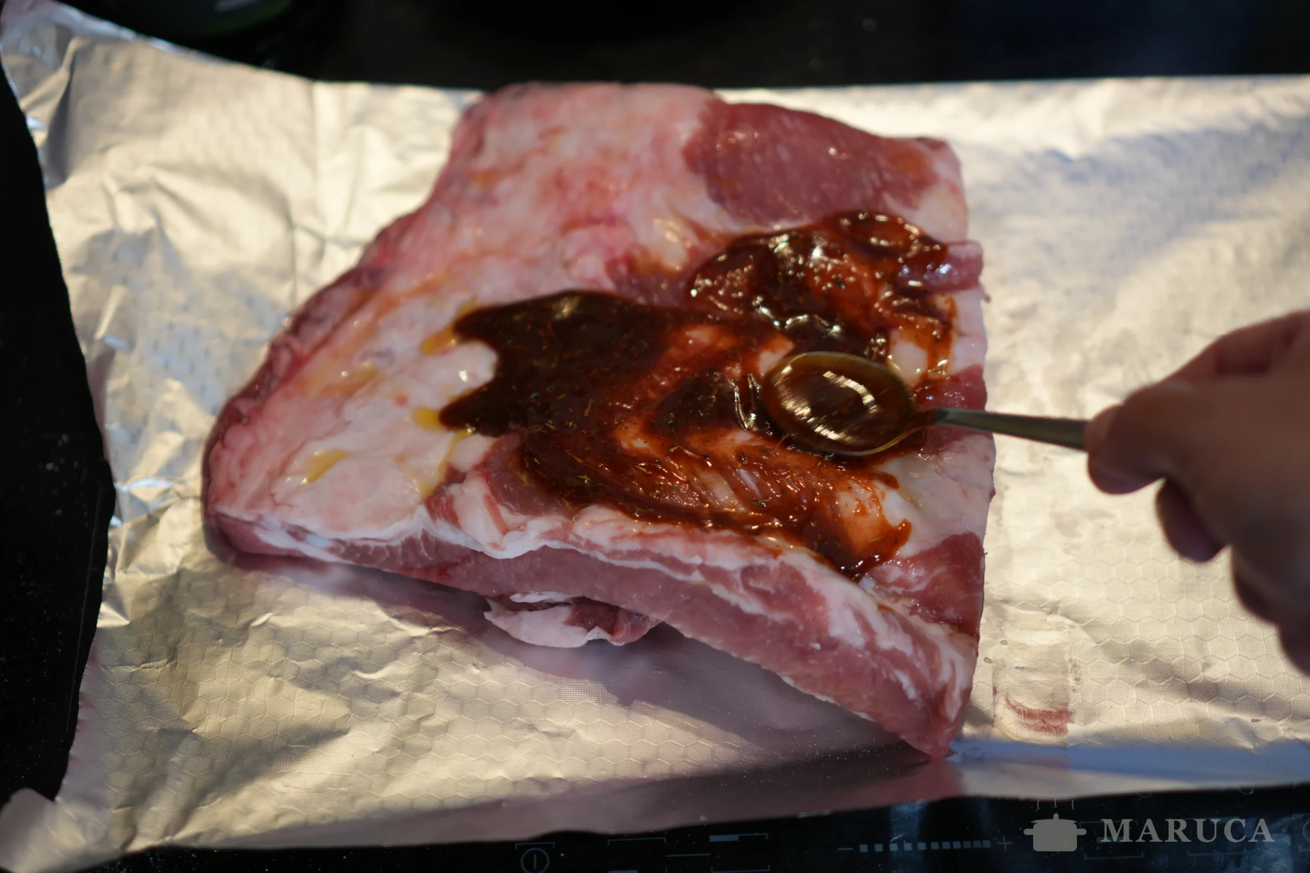 costillas de cerdo con marinada antes del horno