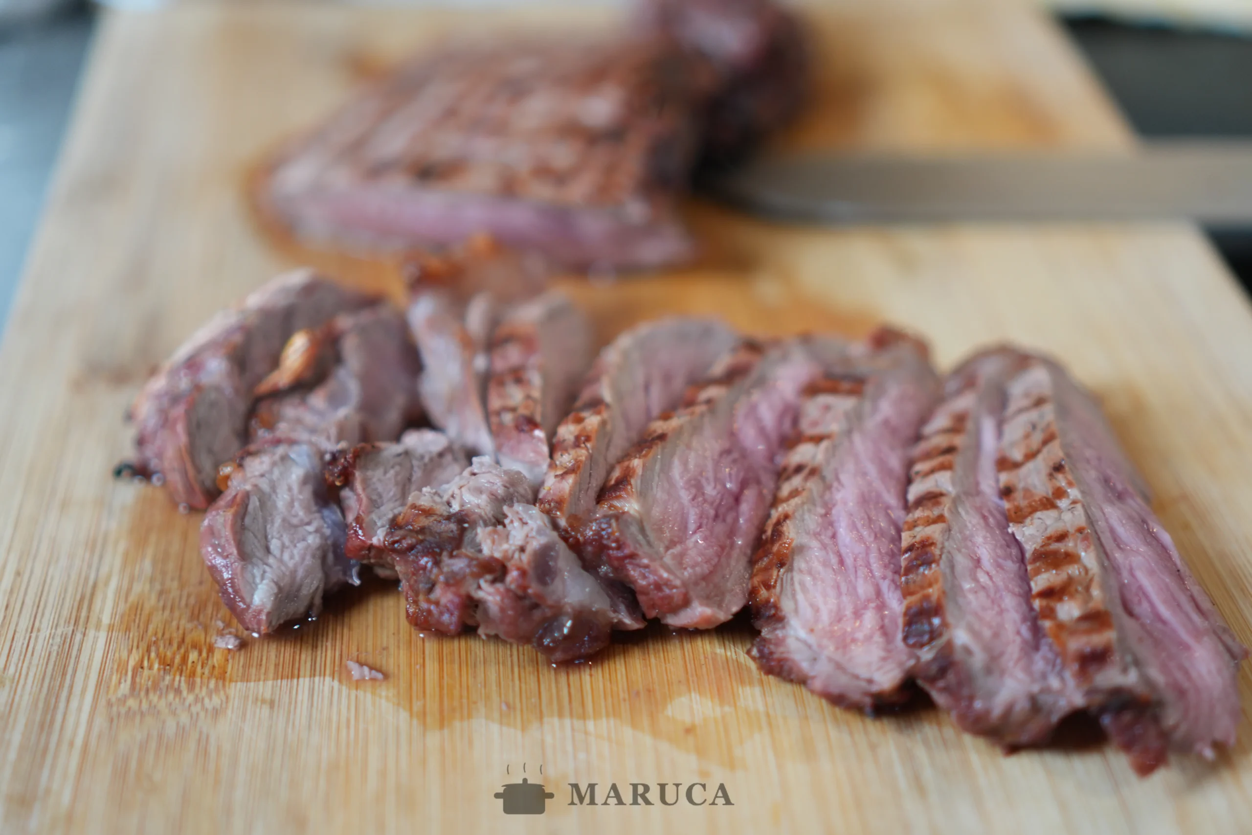 detalle de la costra del bife angosto